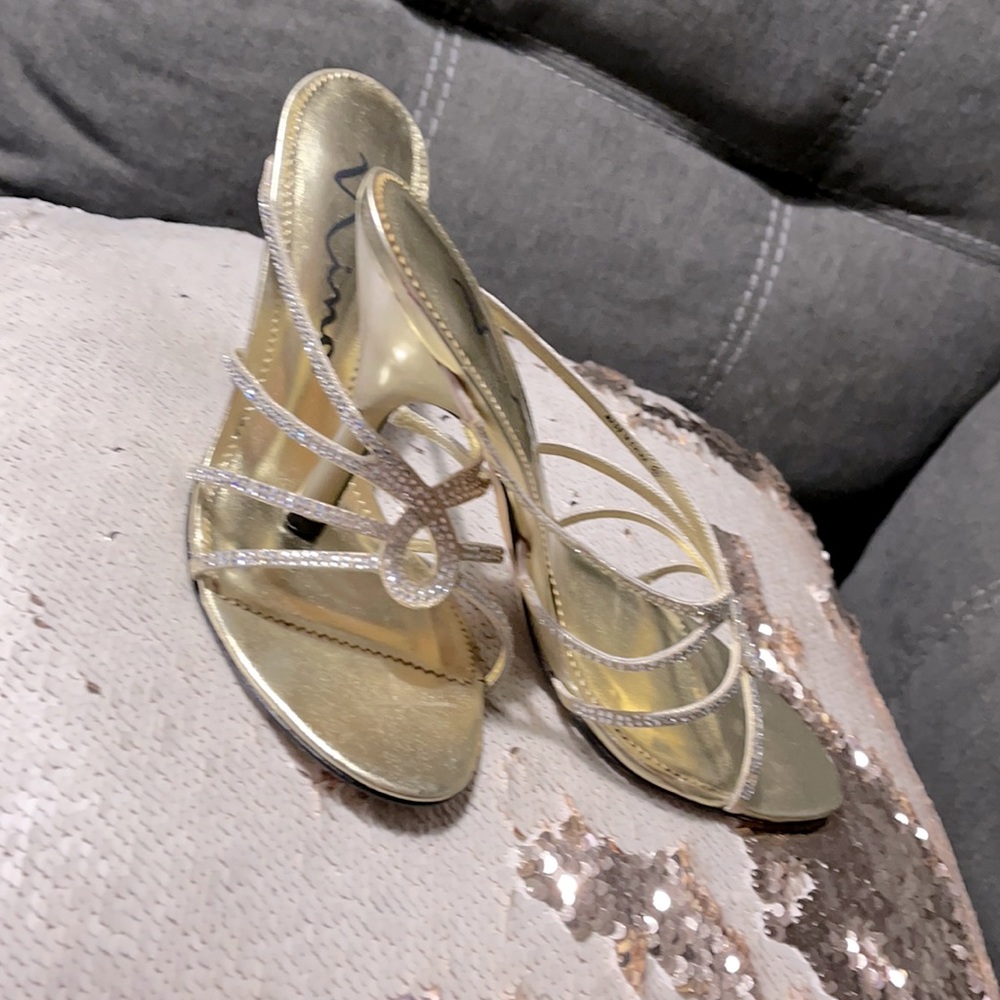 Nina Shoes | Nina Heels | Color: Silver with rhinestones| Size: 8.5